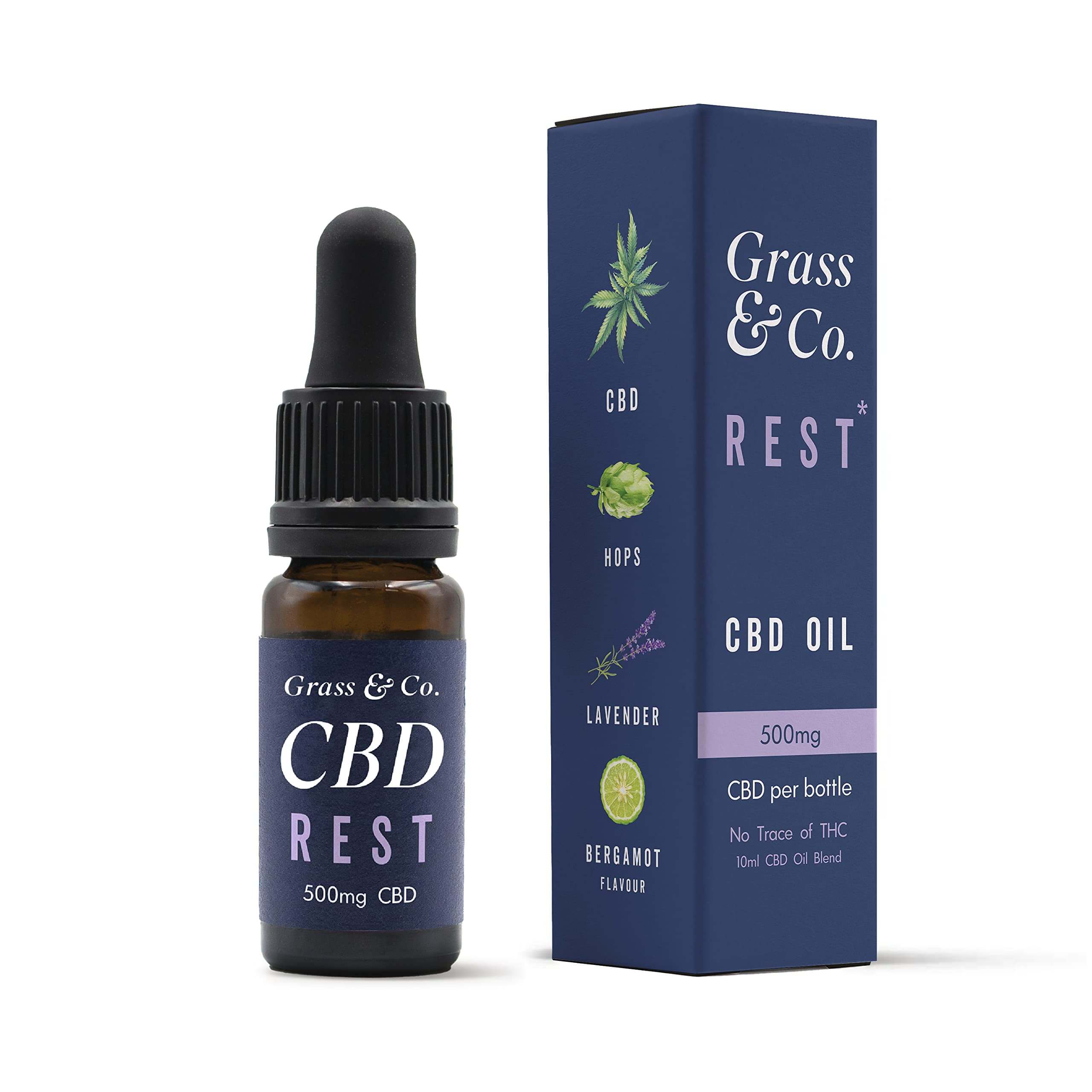 Grass & Co REST CBD Oil 500mg; Bergamot & Lavender 10ml